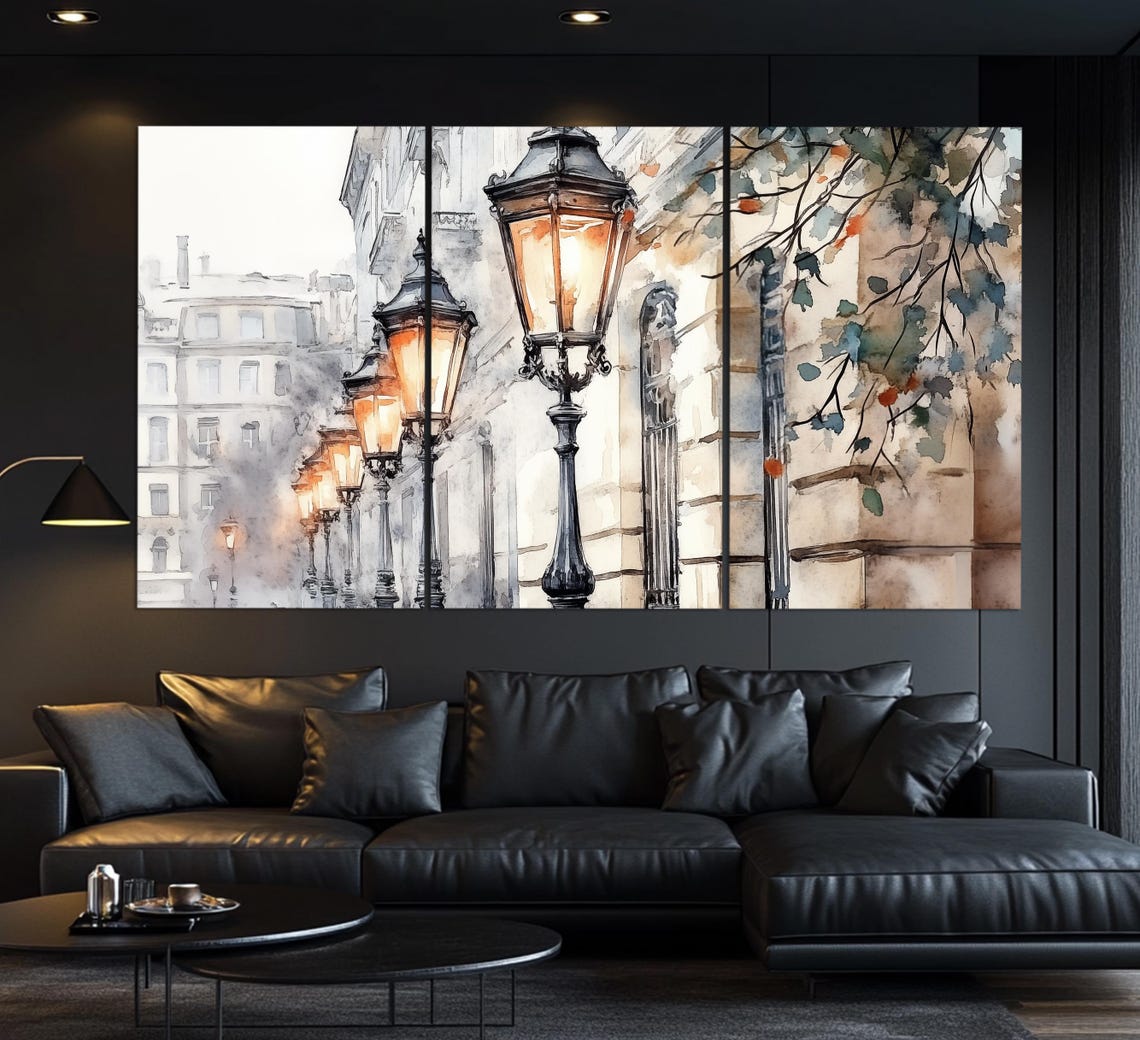 Street Lanterns In Vienna Print In A Vintage Oil Painting Style Abstract Vienna Wall Art Retro Vienna Street Lights Painting - Image 6