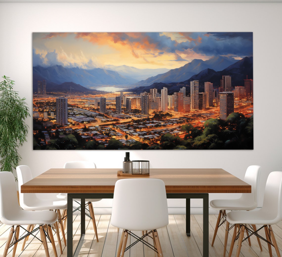 Caracas Skyline Print Night Caracas Painting Abstract Caracas Wall Art Venezuela Painting Caracas Poster Venezuela Print