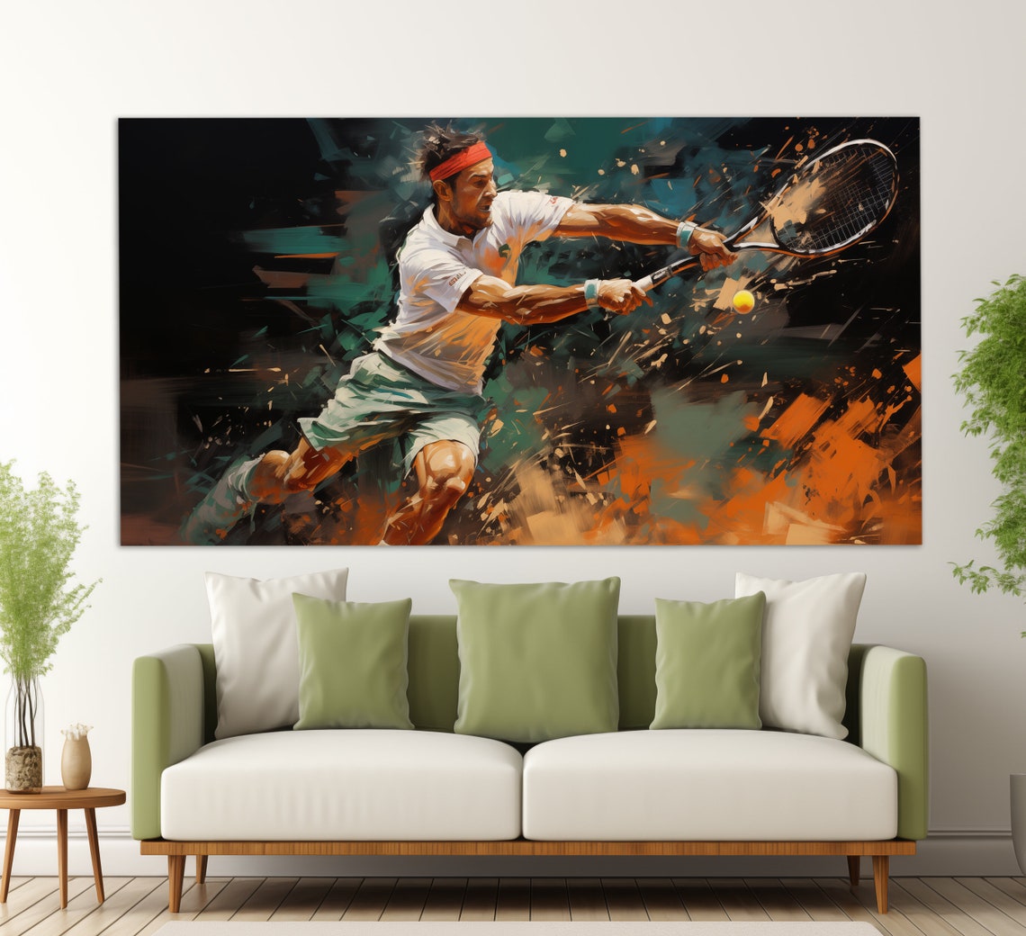 Abstract Tennis Print In An Oil Painting Style Tennis Wall Art Tennis Painting Tennis Poster Tennis Fan Gift
