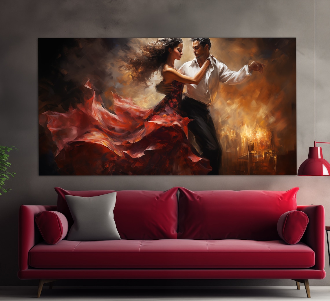 Dancing Couple Vintage Oil Painting Style Print