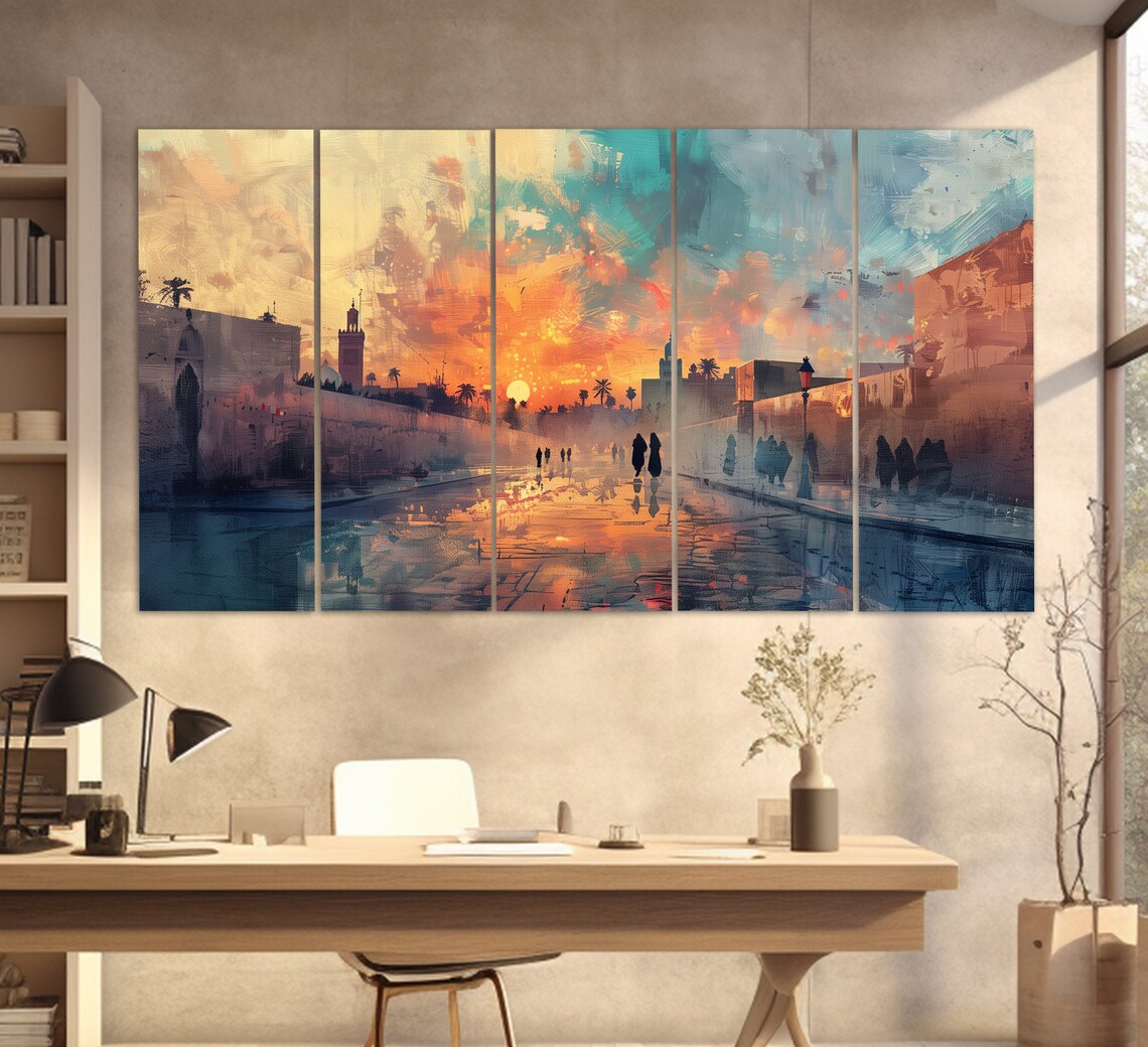 Marrakech Mystical Morning, Vintage Oil Painting Art Print - Image 2
