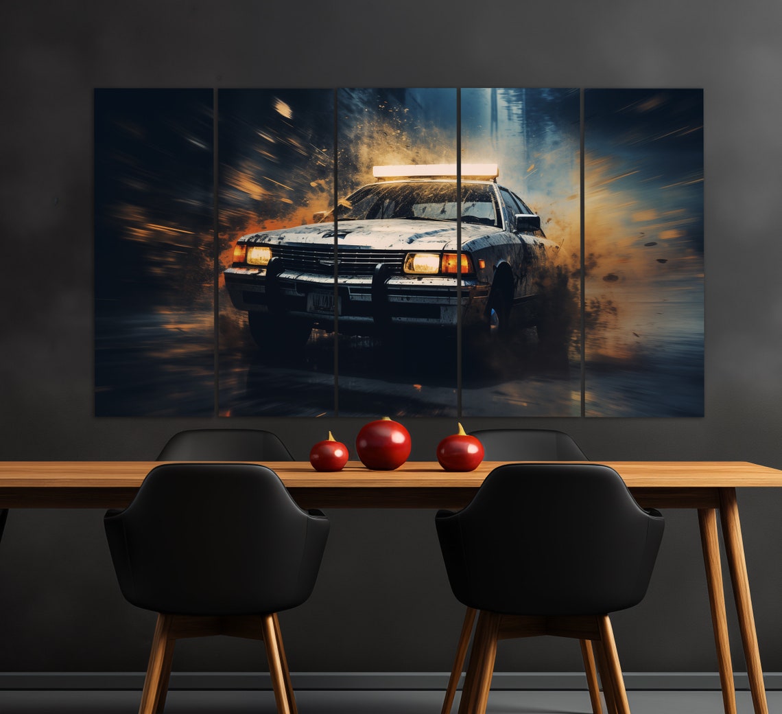 Vintage Police Car Print In An Oil Painting Style Police Wall Art Police Print Police Officer Gift Police Wall Decor - Image 2