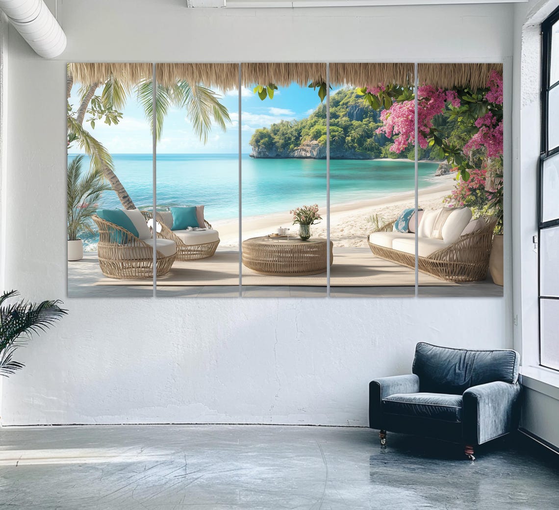 Bali Tropical Beach Cabana Lounge Paradise View Travel Poster - Image 2