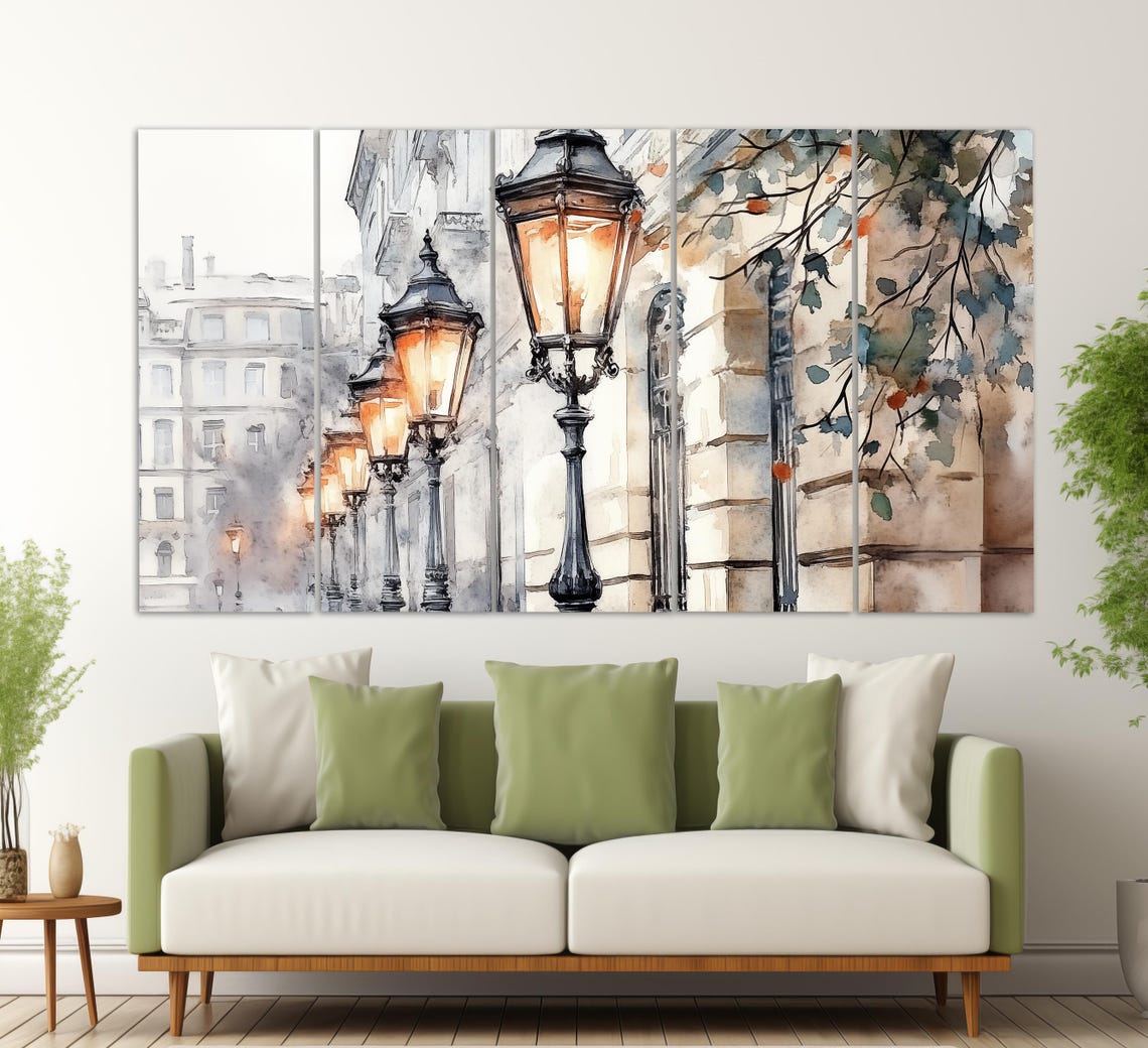 Street Lanterns In Vienna Print In A Vintage Oil Painting Style Abstract Vienna Wall Art Retro Vienna Street Lights Painting - Image 2