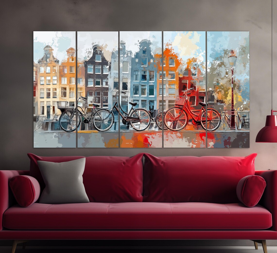 Bicycles in Amsterdam Abstract Wall Art Print - Image 2