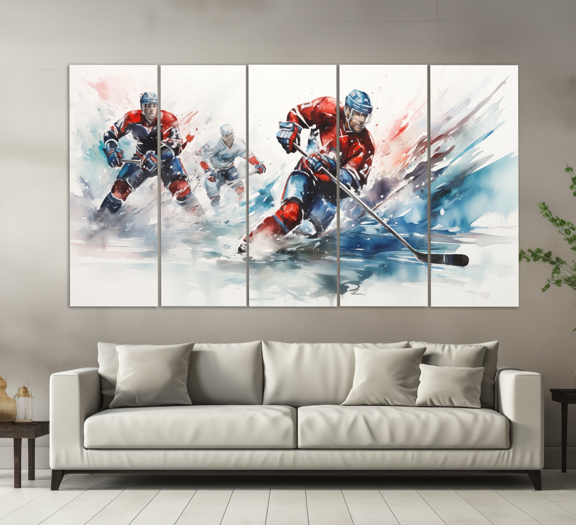 Abstract Ice Hockey Print In An Oil Painting Style Ice Hockey Wall Art Ice Hockey Painting Ice Hockey Poster Ice Hockey Fan Gift - Image 5