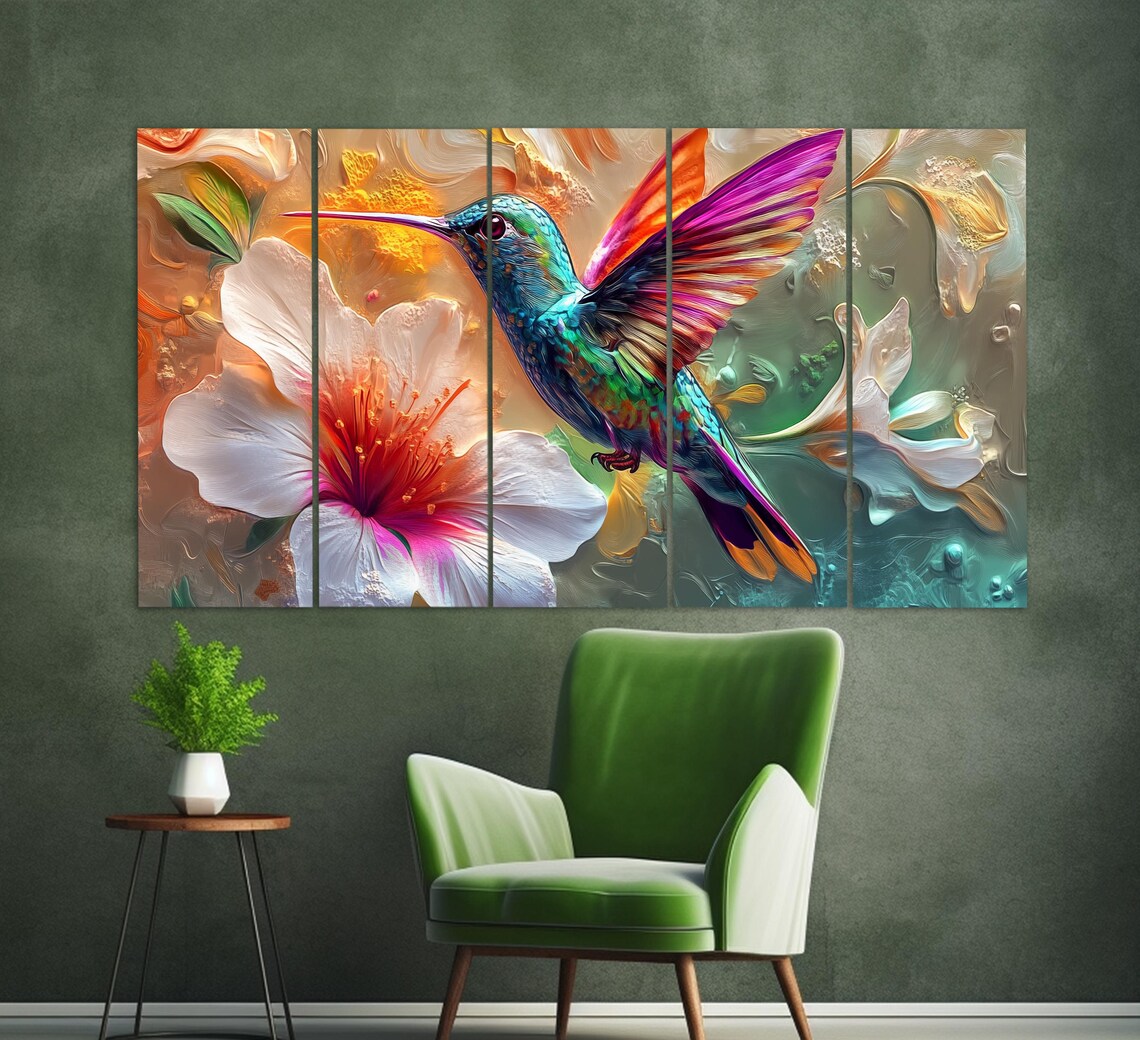 Colorful Hummingbird Art Print, Bird Wall Poster - Image 3