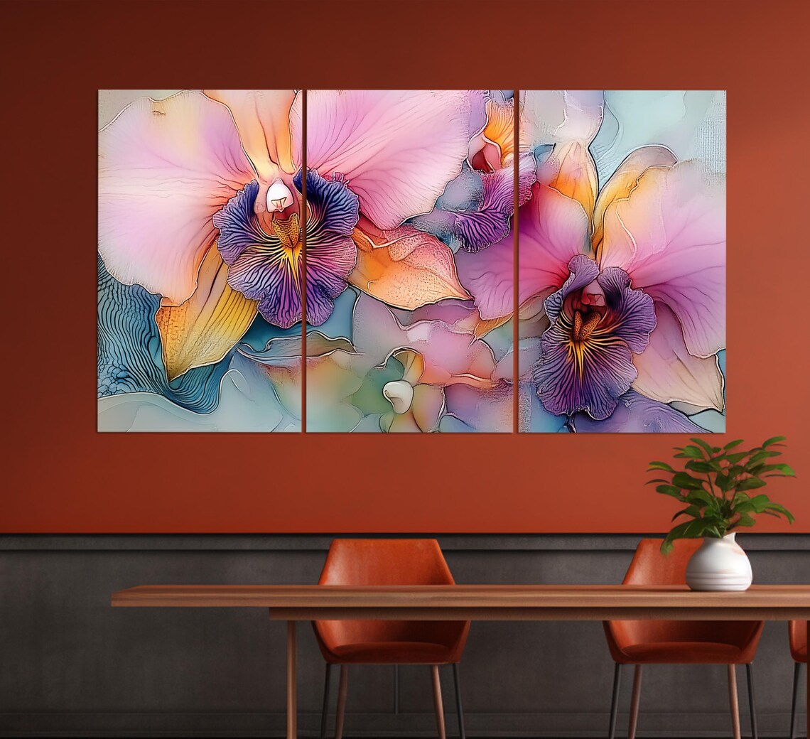 Abstract Orchid Flowers, Modern Floral Art Print - Image 3