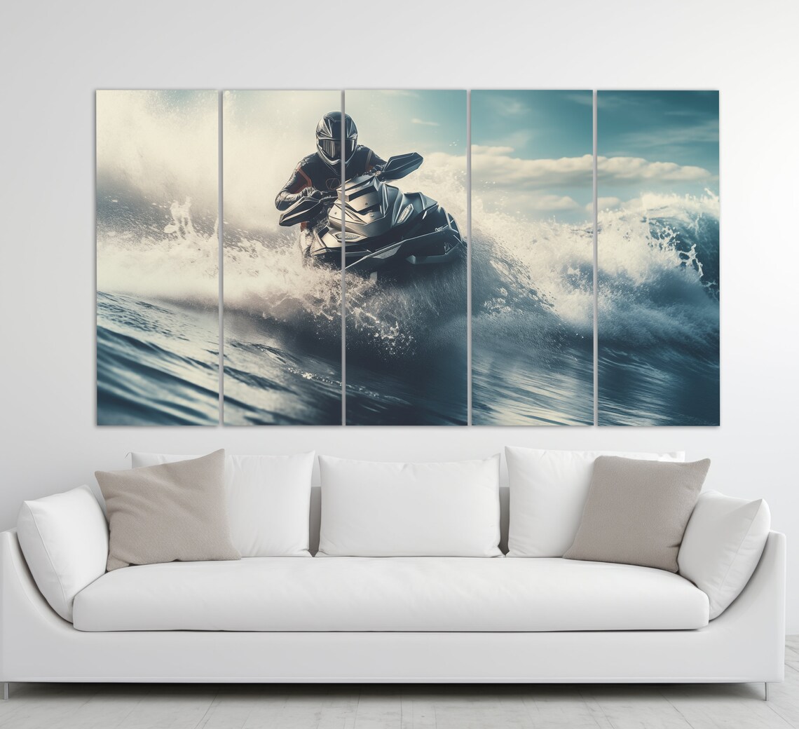Jet Ski Wave Jump Extreme Water Sports Action Summer Ocean Poster - Image 2