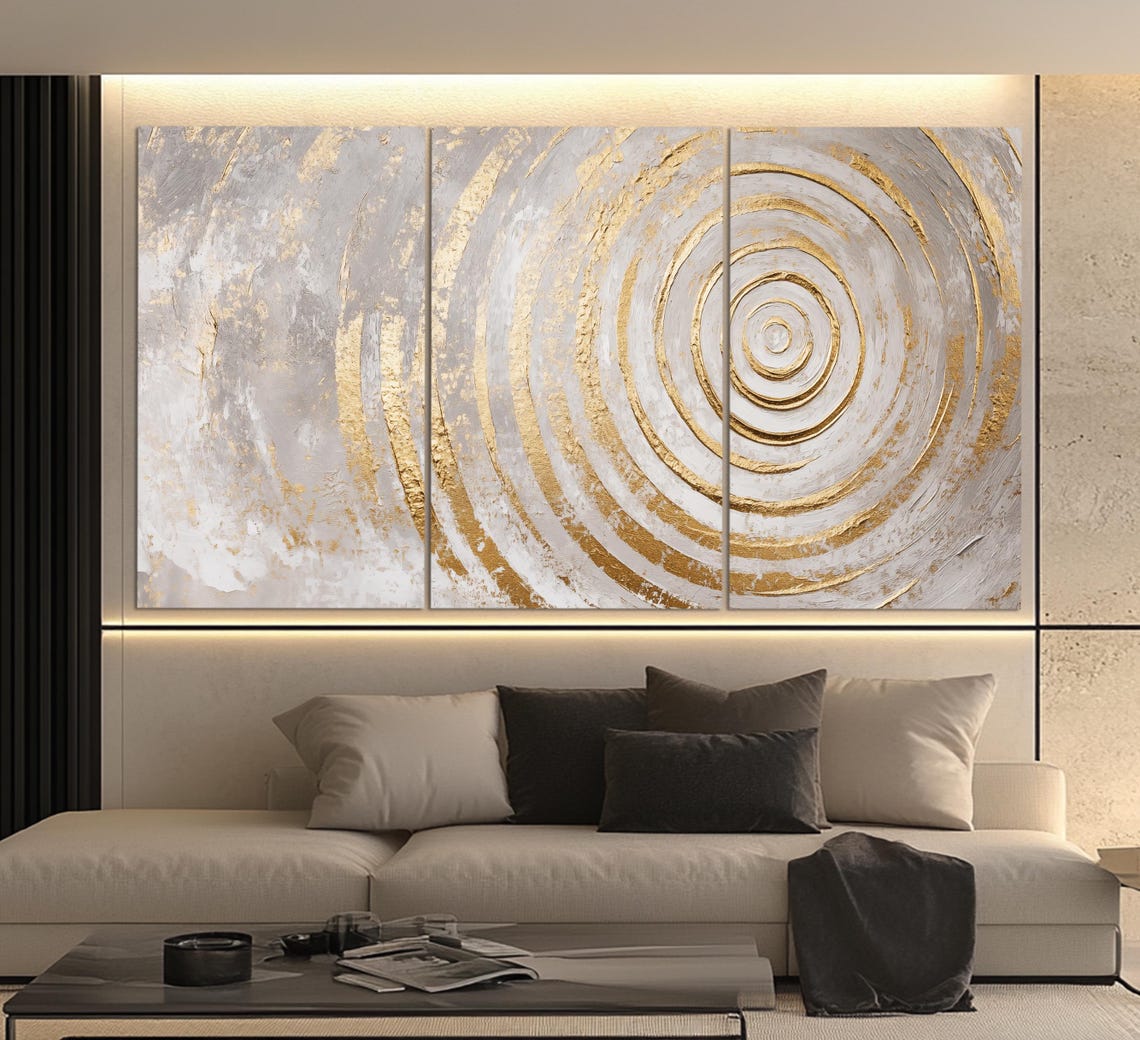 Golden Spiral Circles Abstract Luxury Gold And White Modern Art Print - Image 6