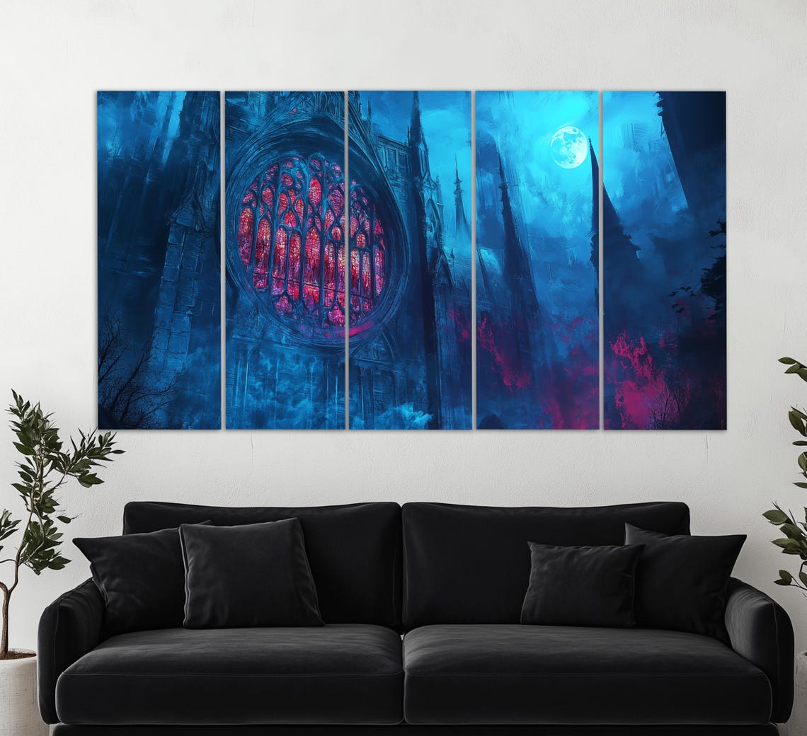 Gothic Cathedral Print Gothic Wall Art Gothic Castle Painting Gothic Wall Decor Gothic Cathedral Wall Art - Image 5