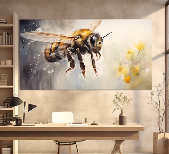 Bee Close Up Print Honey Wall Art Bees Painting Honey Farm Wall Decor Bee Poster Beekeeper Gift Beekeeping Wall Art