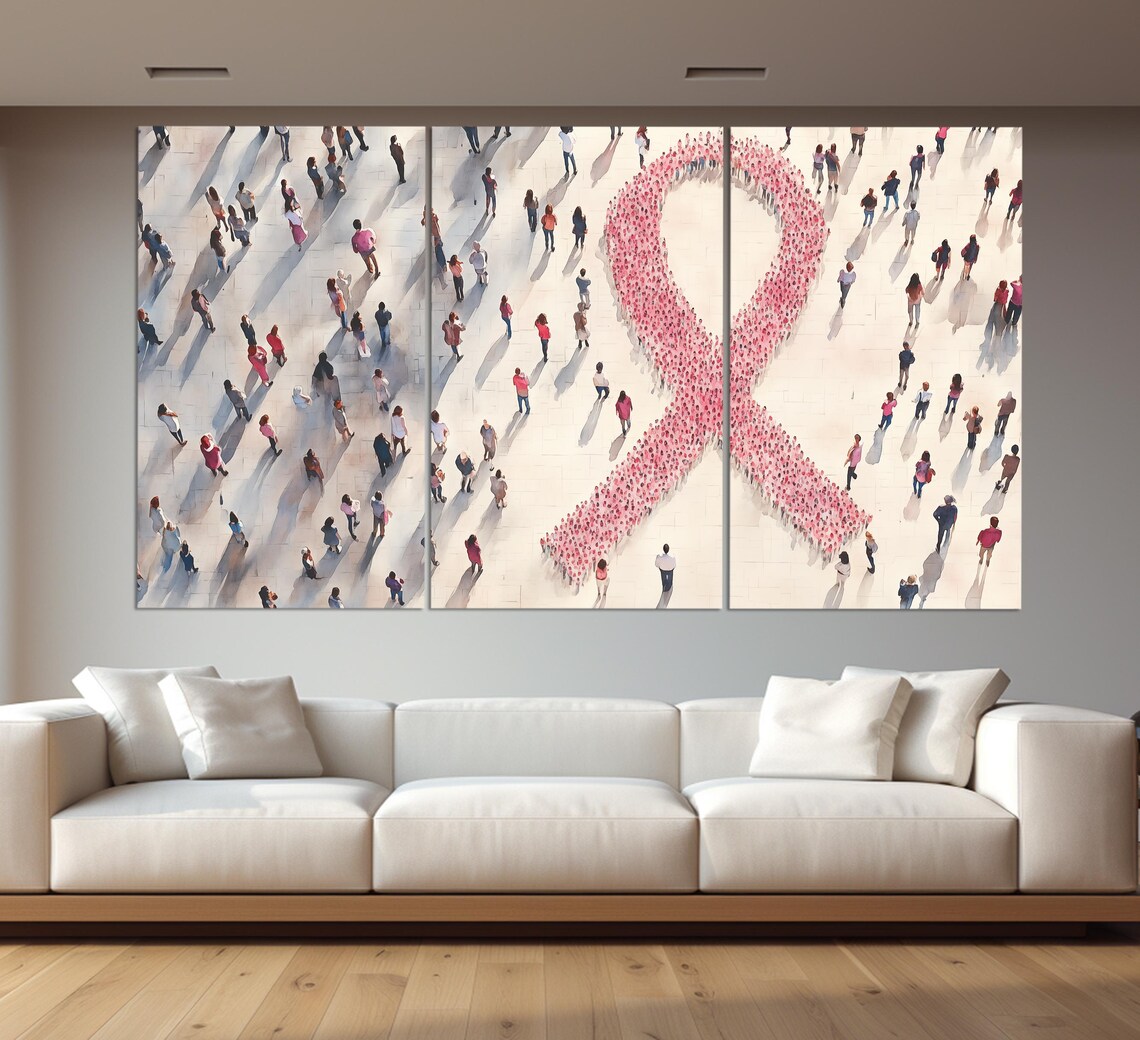 Breast Cancer Ribbon Motivational Art Print, Hospital Decor - Image 2