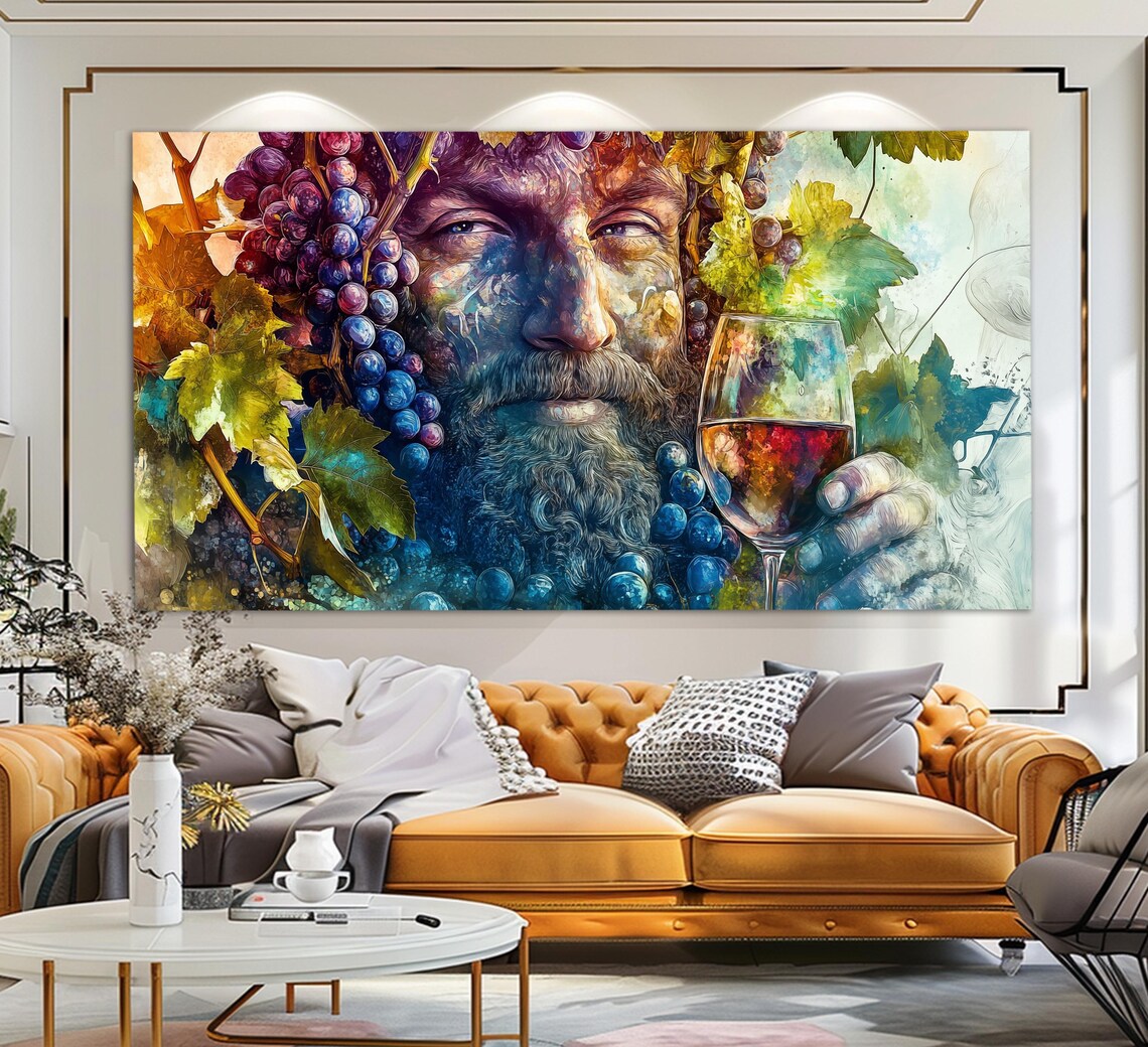 Dionysus God Of Wine Face Of Grapes Watercolor Mythology Art Poster - Image 5