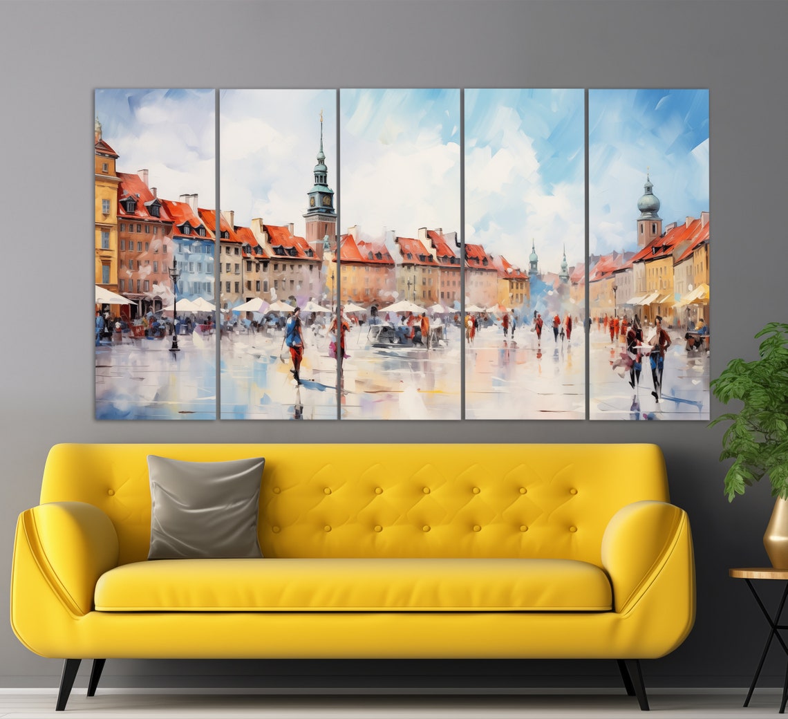 Warsaw Print In A Vintage Oil Painting Style Abstract Warsaw Wall Art Warsaw Painting Poland Wall Art Poland Art - Image 2