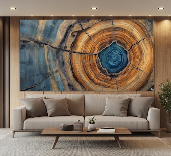 Abstract Tree Rings Print Colorful Wood Neutral Tones Wall Art Wood Art Modern Bedroom Wall Decor Tree Cut Art