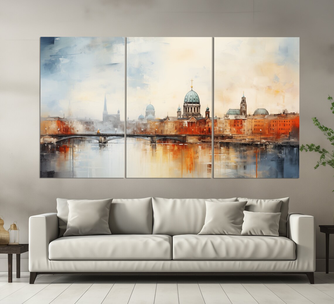 Berlin Vintage Oil Painting Style Abstract Art Print - Image 3