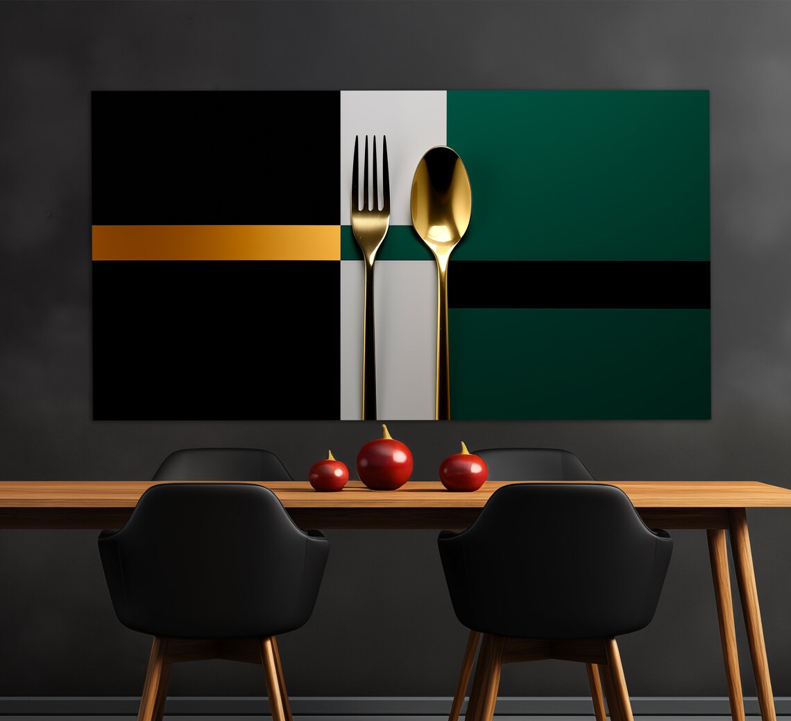 Abstract Fork And Spoon Kitchen Wall Art