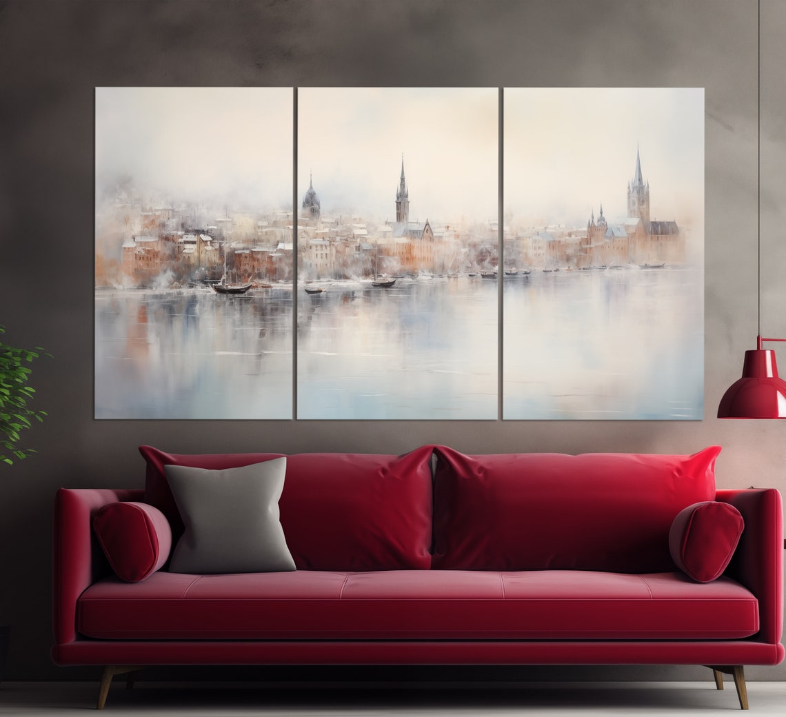 Stockholm Print In A Vintage Oil Painting Style Abstract Stockholm Wall Art Stockholm Painting Sweden Wall Art Sweden Art - Image 3