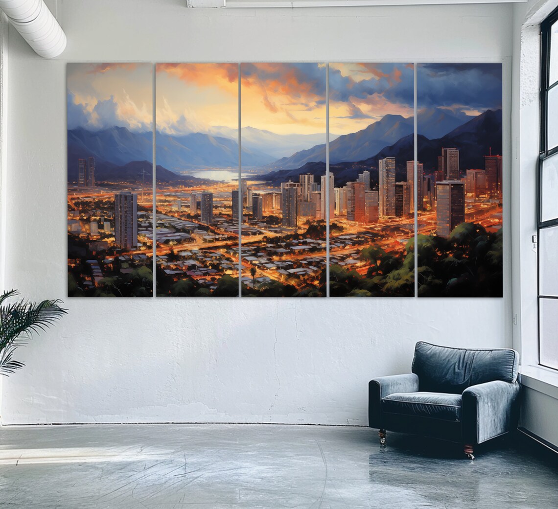 Caracas Night Skyline City Lights Venezuela Urban Travel Poster - Image 2