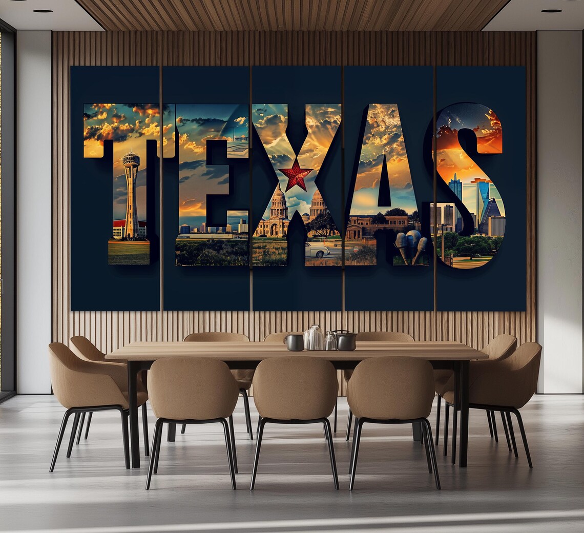 Texas Sign Abstract Wall Art Print, Modern Office Decor - Image 2