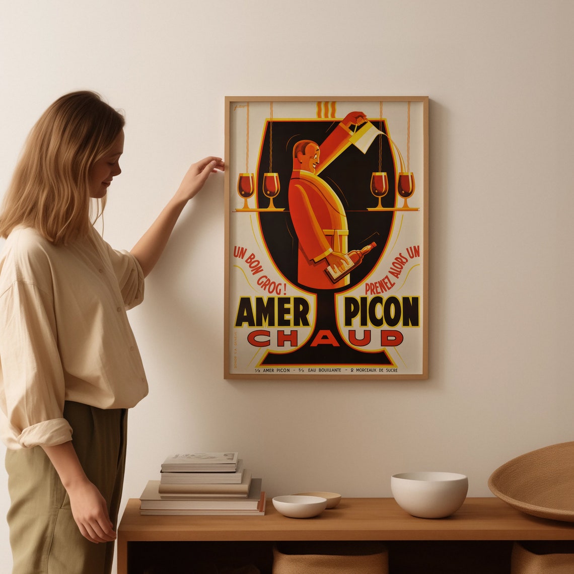 Amer Picon Chaud Un Bon Grog Vintage French Bar Advertising Poster - Image 2
