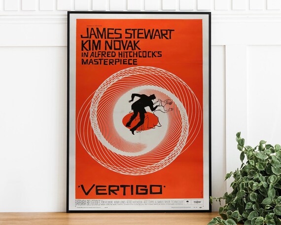 Vertigo James Stewart Kim Novak Hitchcock Spiral Movie Poster