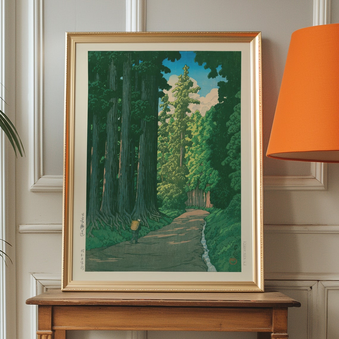 Road To Nikko Vintage Japanese Cedar Forest Woodblock Art Poster - Image 2