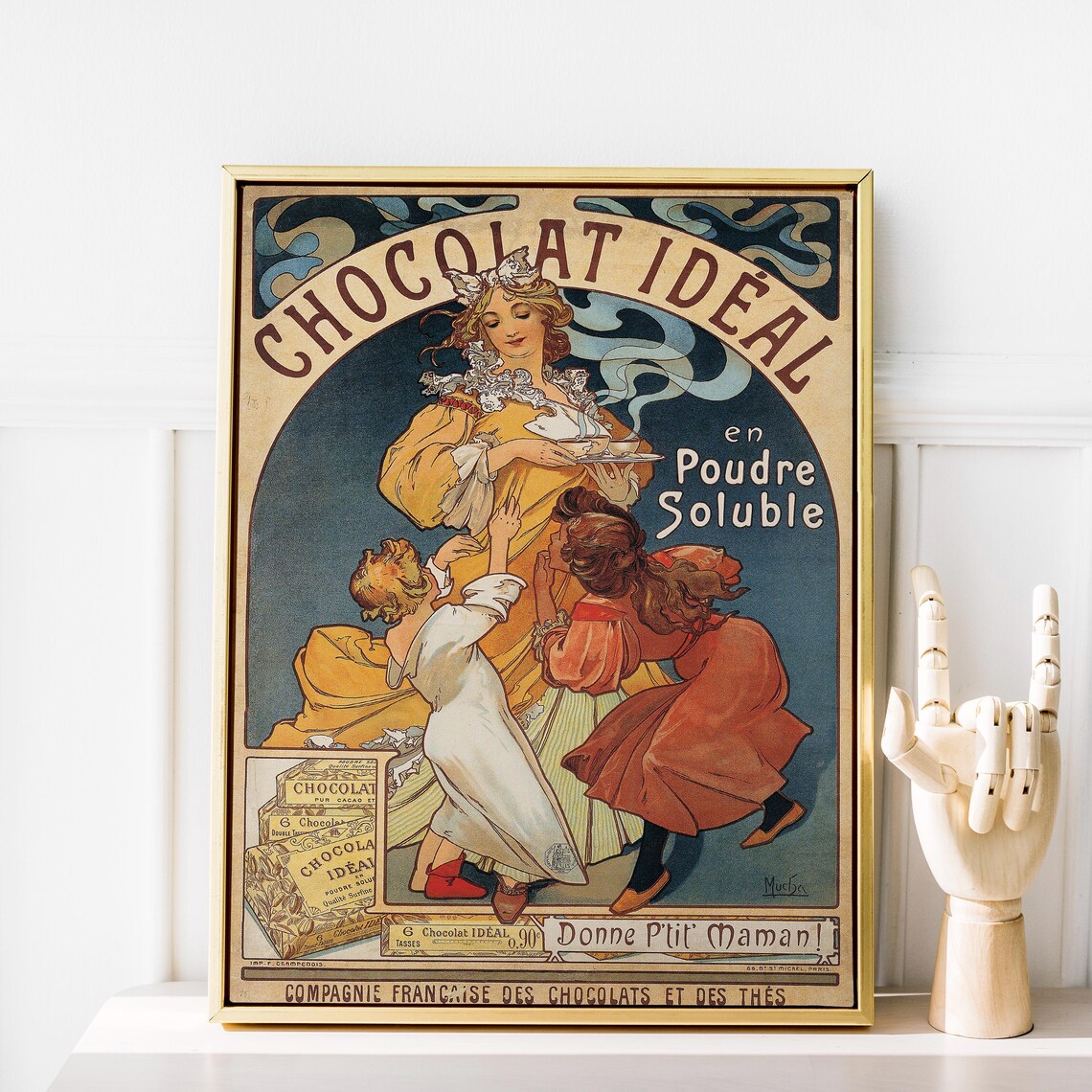 Alphonse Mucha Chocolat Ideal French Art Nouveau Advertising Poster - Image 3