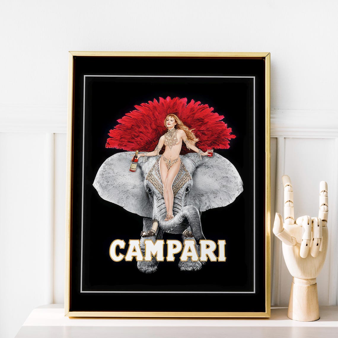 Vintage Campari Showgirl on Elephant Circus Advertising Poster - Image 3