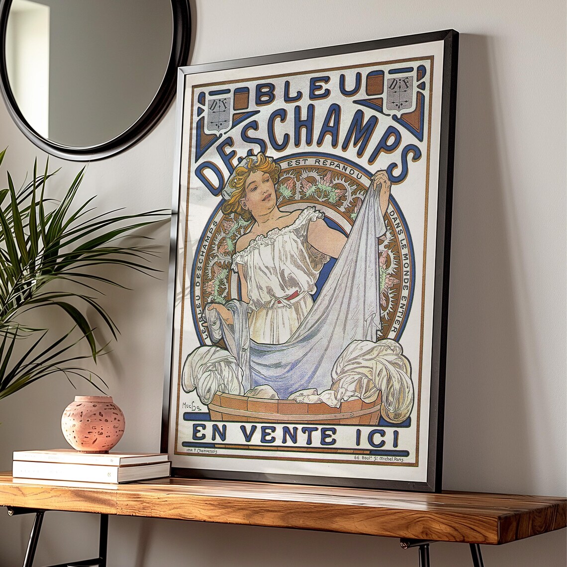 Alphonse Mucha Bleu Deschamps Laundry Art Nouveau Advertising Poster - Image 3
