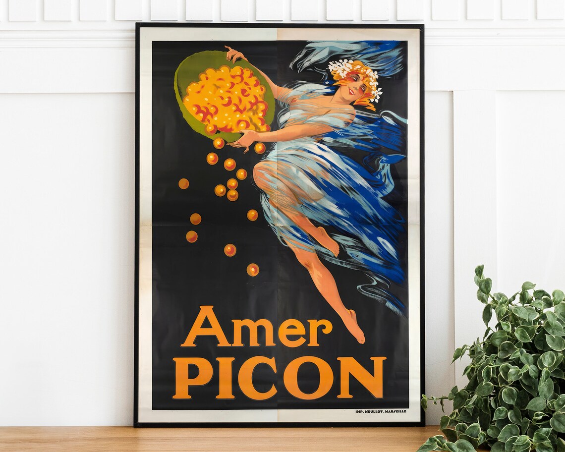 Amer Picon Vintage French Orange Aperitif Advertising Poster