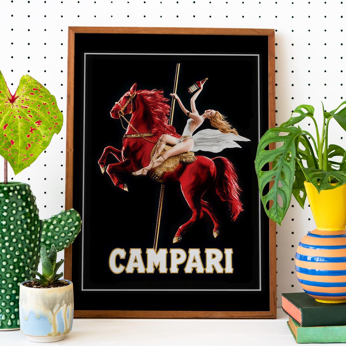 Campari Red Horse Rider Vintage Italian Advertising Dramatic Poster - Image 2