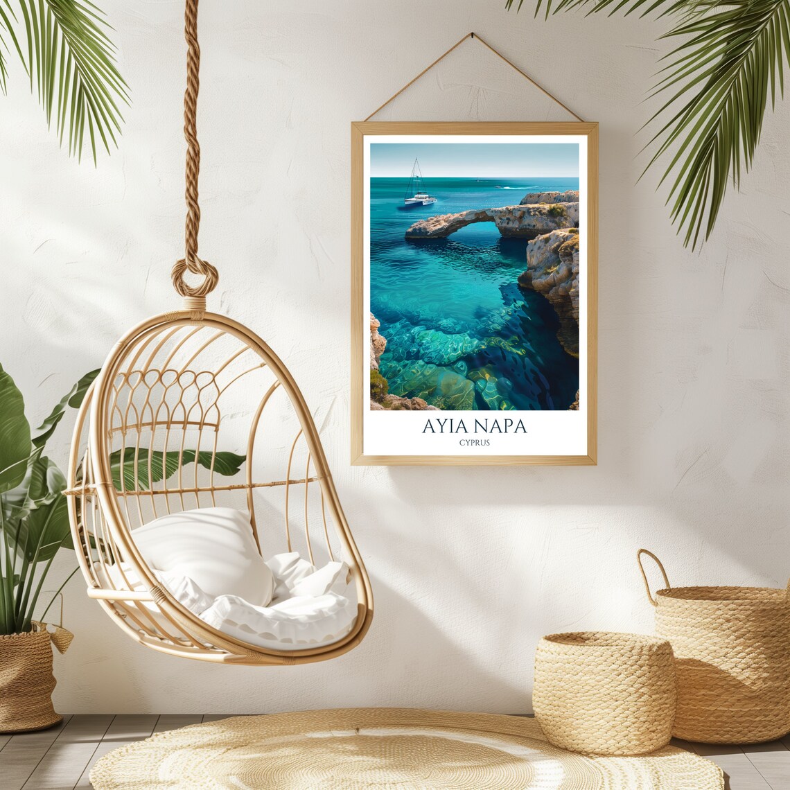 Ayia Napa Love Bridge Sea Arch Turquoise Water Cyprus Travel Poster - Image 2