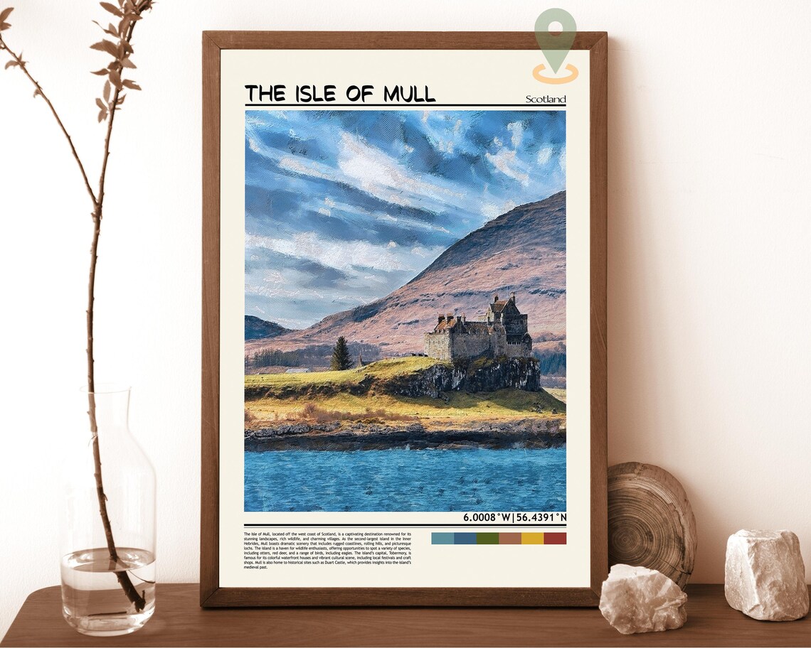 Isle of Mull Scotland Castle Painterly Landscape Travel Poster