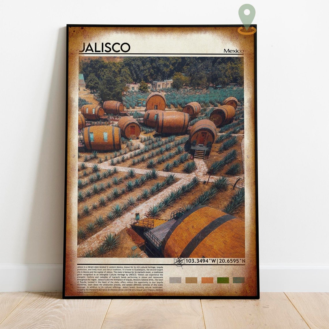 Jalisco Mexico Agave Fields Tequila Barrels Region Travel Poster - Image 2