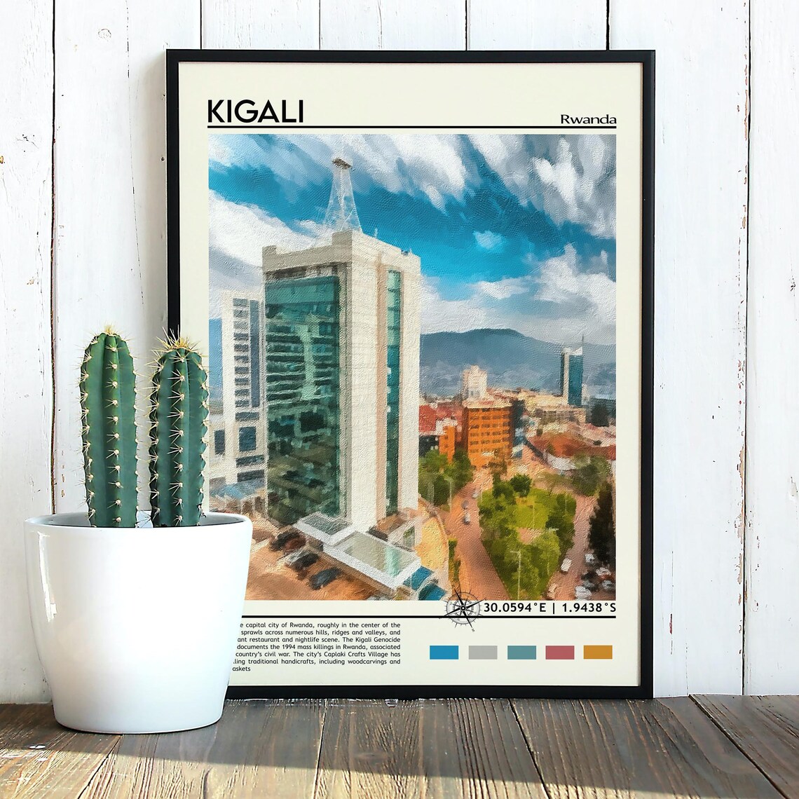 Kigali Rwanda Capital City Skyline Painted Africa City Travel Poster - Image 2
