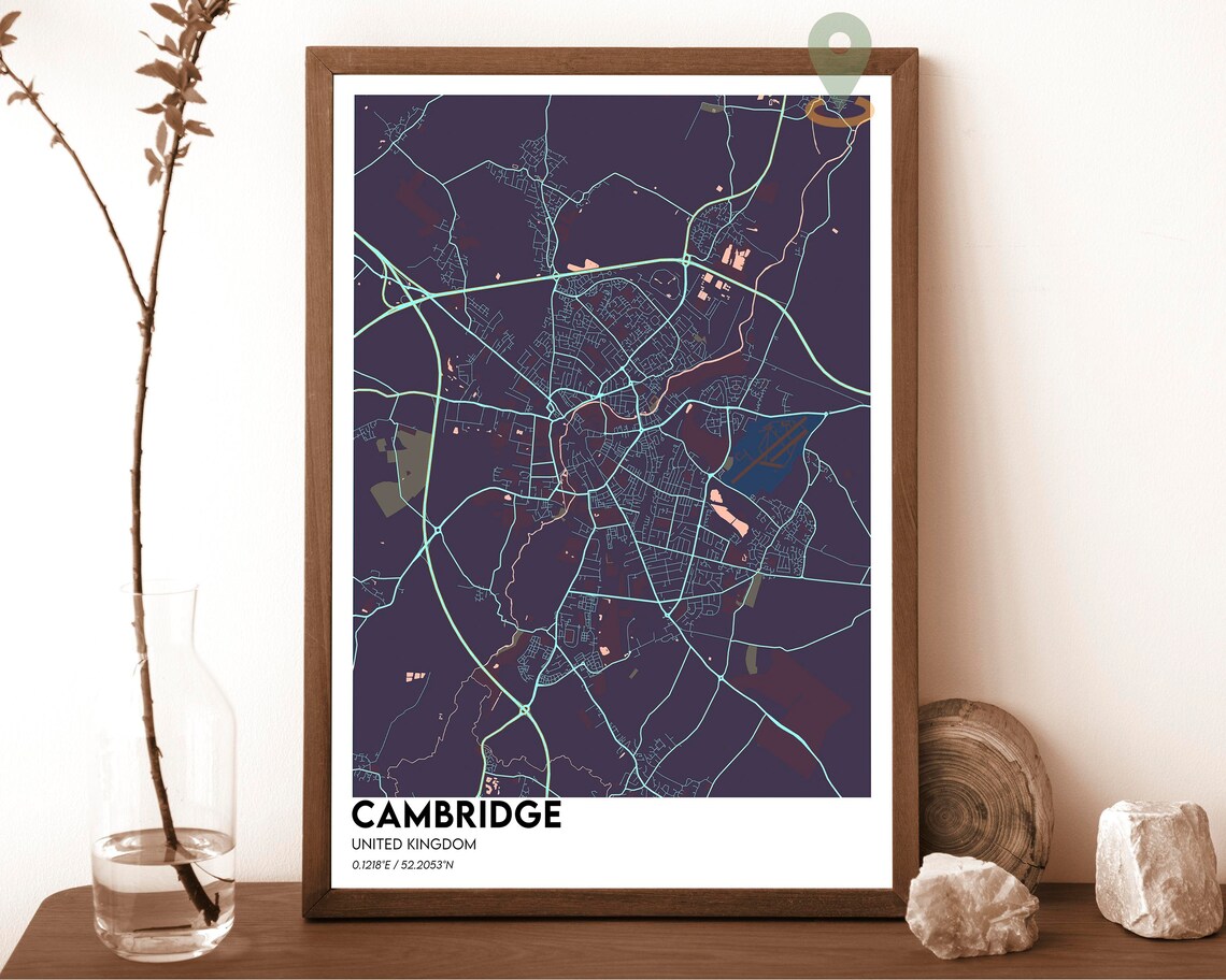 Cambridge United Kingdom Navy Street Map Elegant City Poster - Image 3
