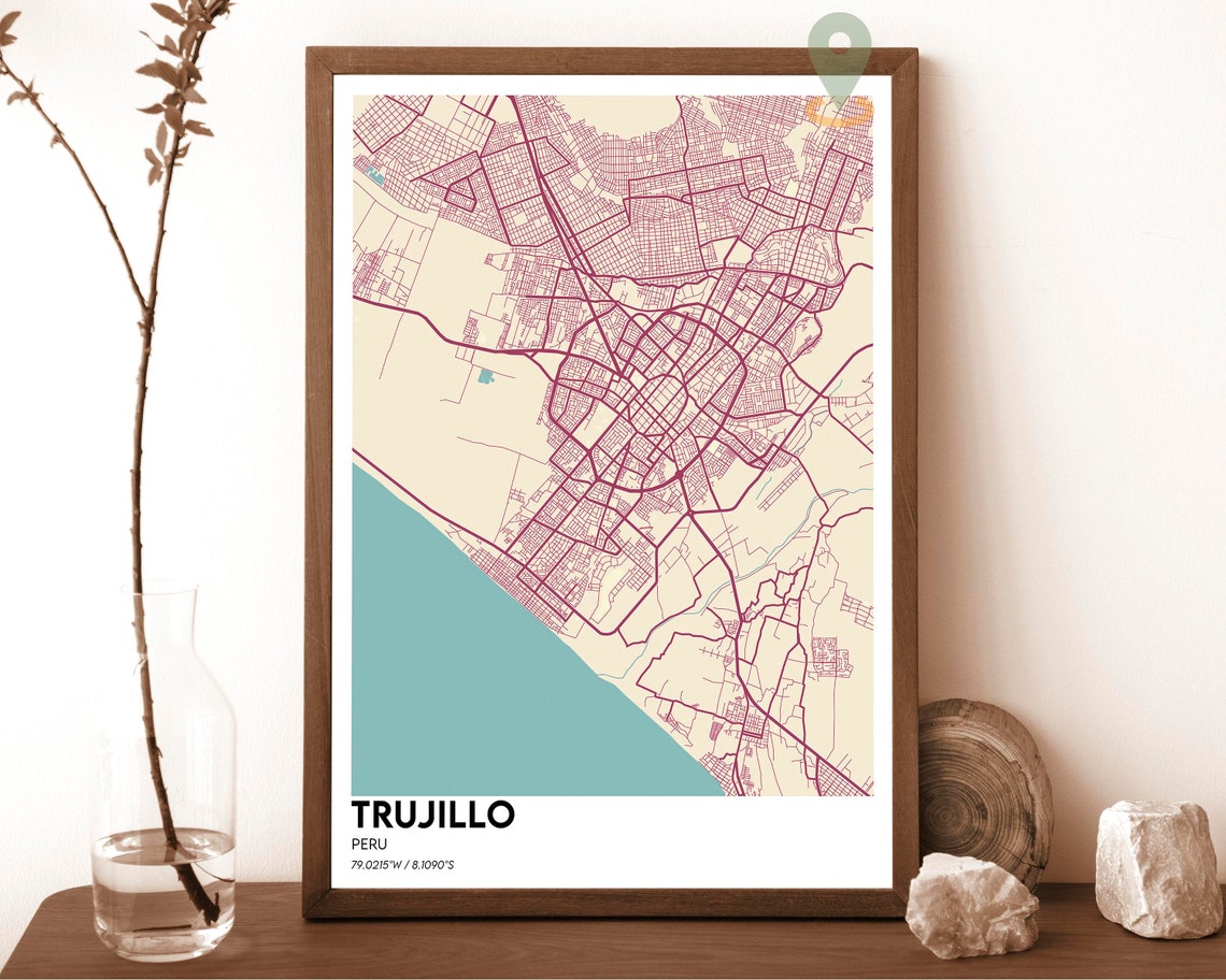 Trujillo Peru Navy Mustard Street Map Minimalist Art Decor Poster - Image 6