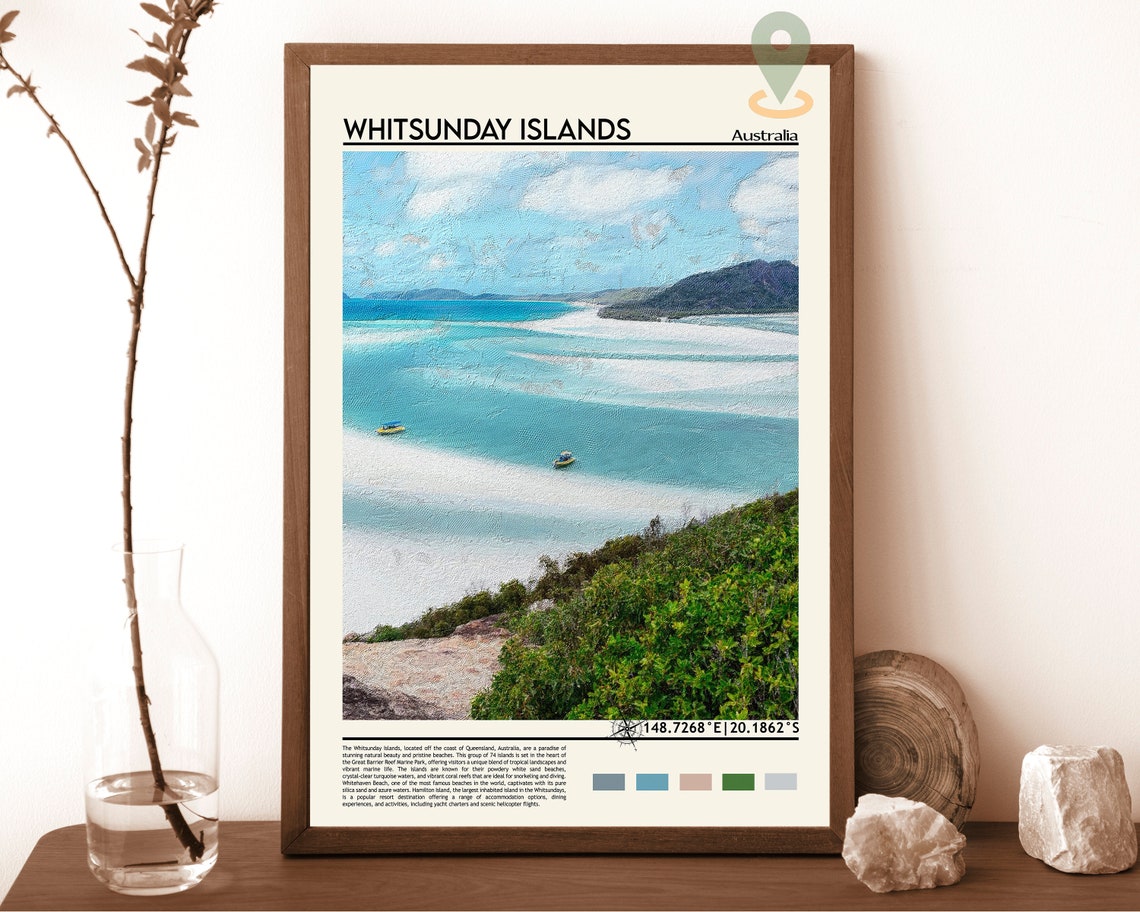Whitsunday Islands Australia Whitehaven Beach Turquoise Travel Poster