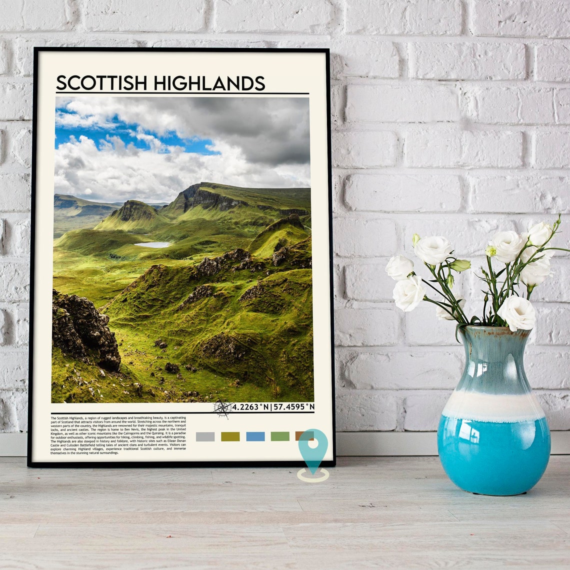 Scottish Highlands Rolling Green Mountains Landscape Travel Poster - Image 5