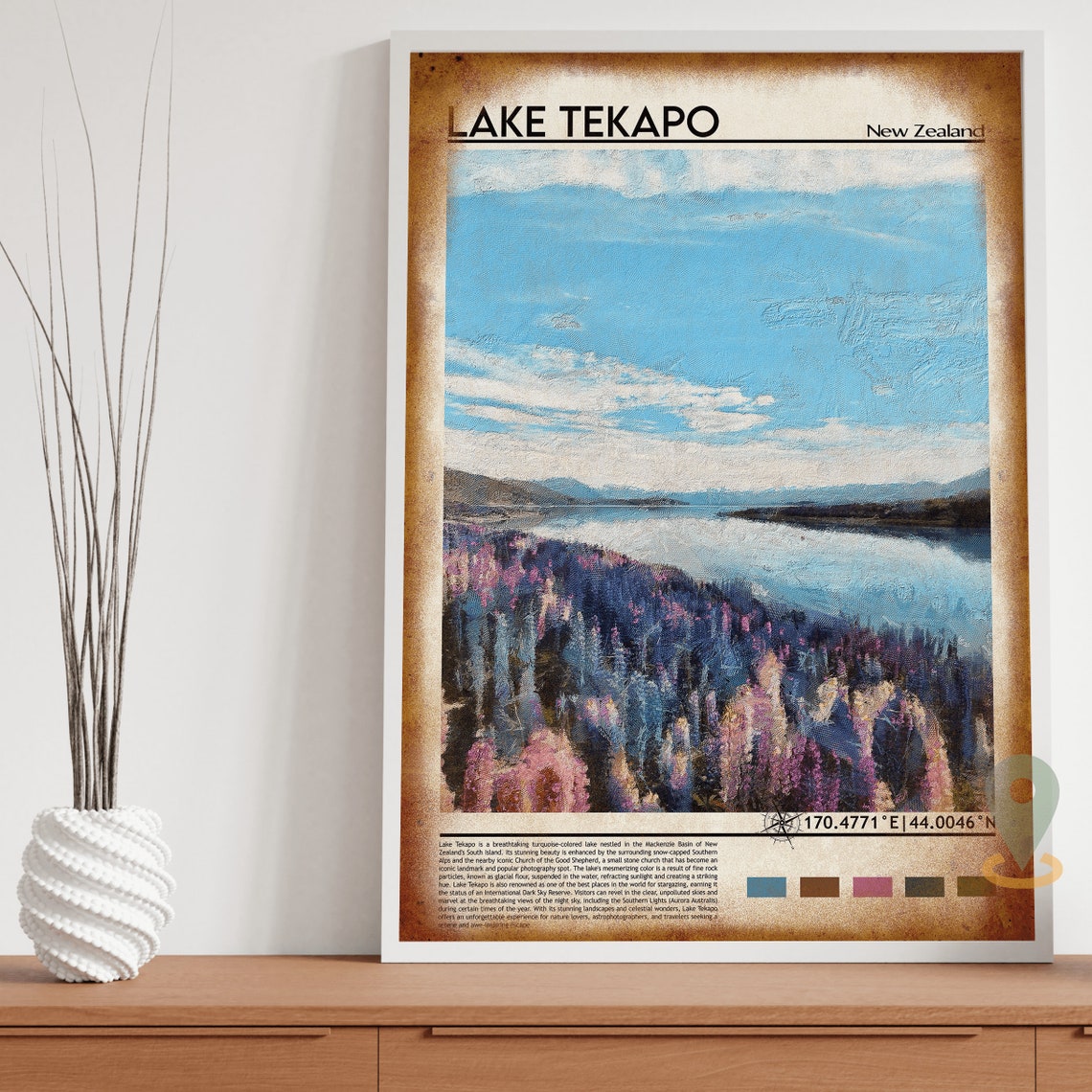 Lake Tekapo Print Lake Tekapo Poster Lake Tekapo Wall Art Lake Tekapo Travel Print Lake Tekapo Art Print Lake Tekapo Art New Zealand - Image 4