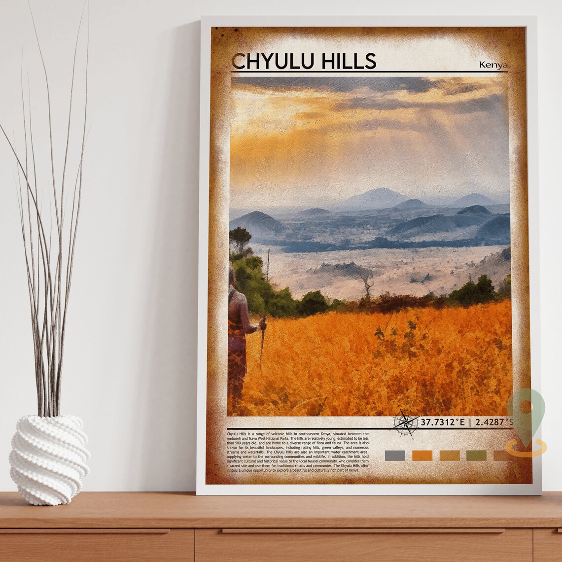 Chyulu Hills Kenya Savannah Sunset Safari Landscape Art Poster - Image 4