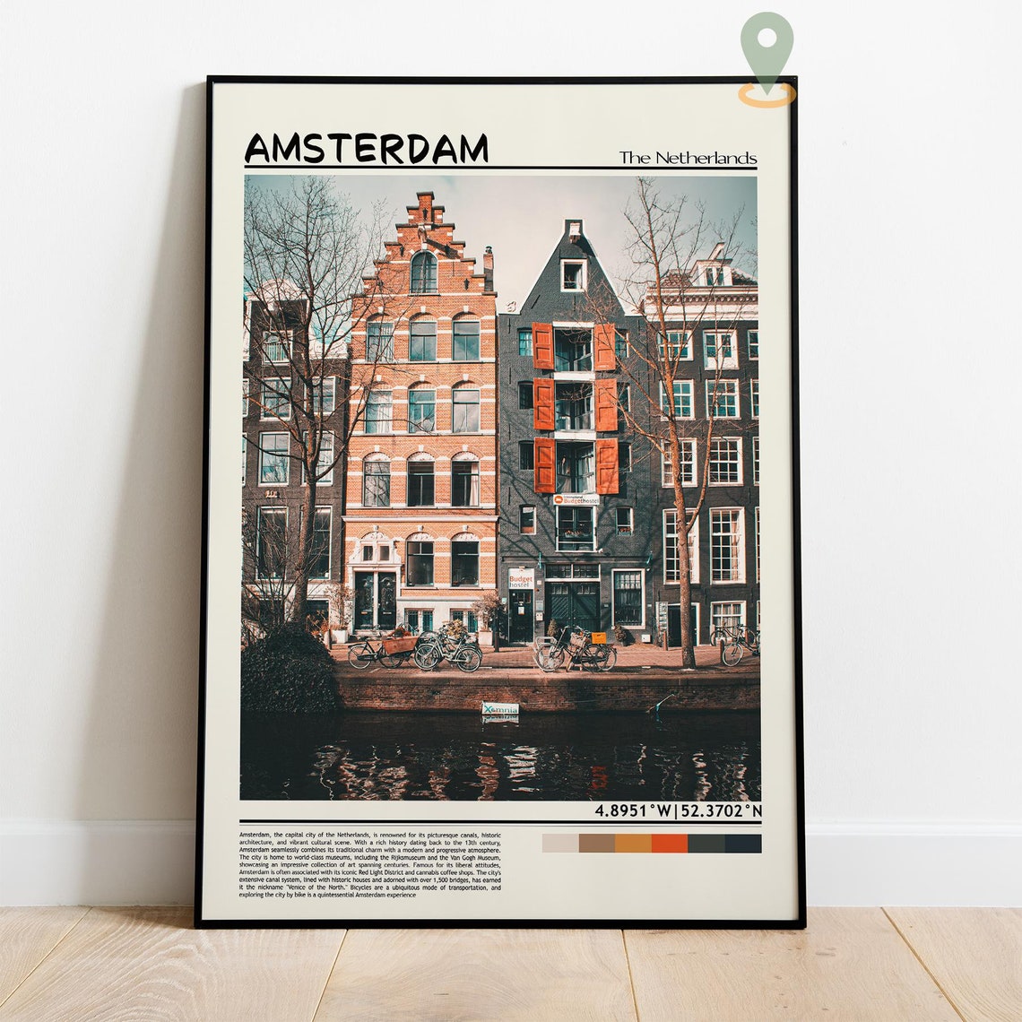 Amsterdam Historic Canal Houses and Bikes Reflections Poster - Image 2