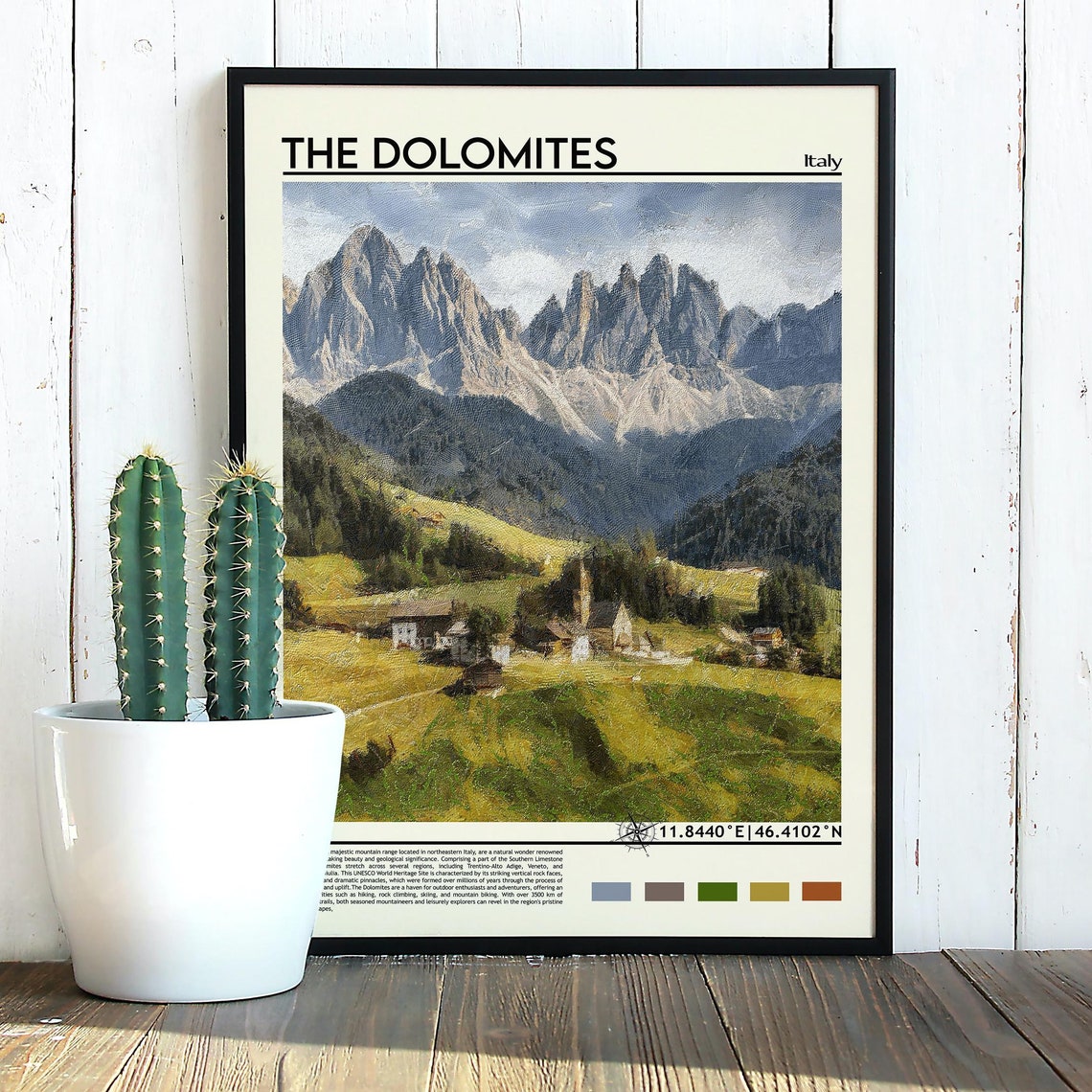 The Dolomites Italy Jagged Alpine Peaks Village Valley Travel Poster - Image 3