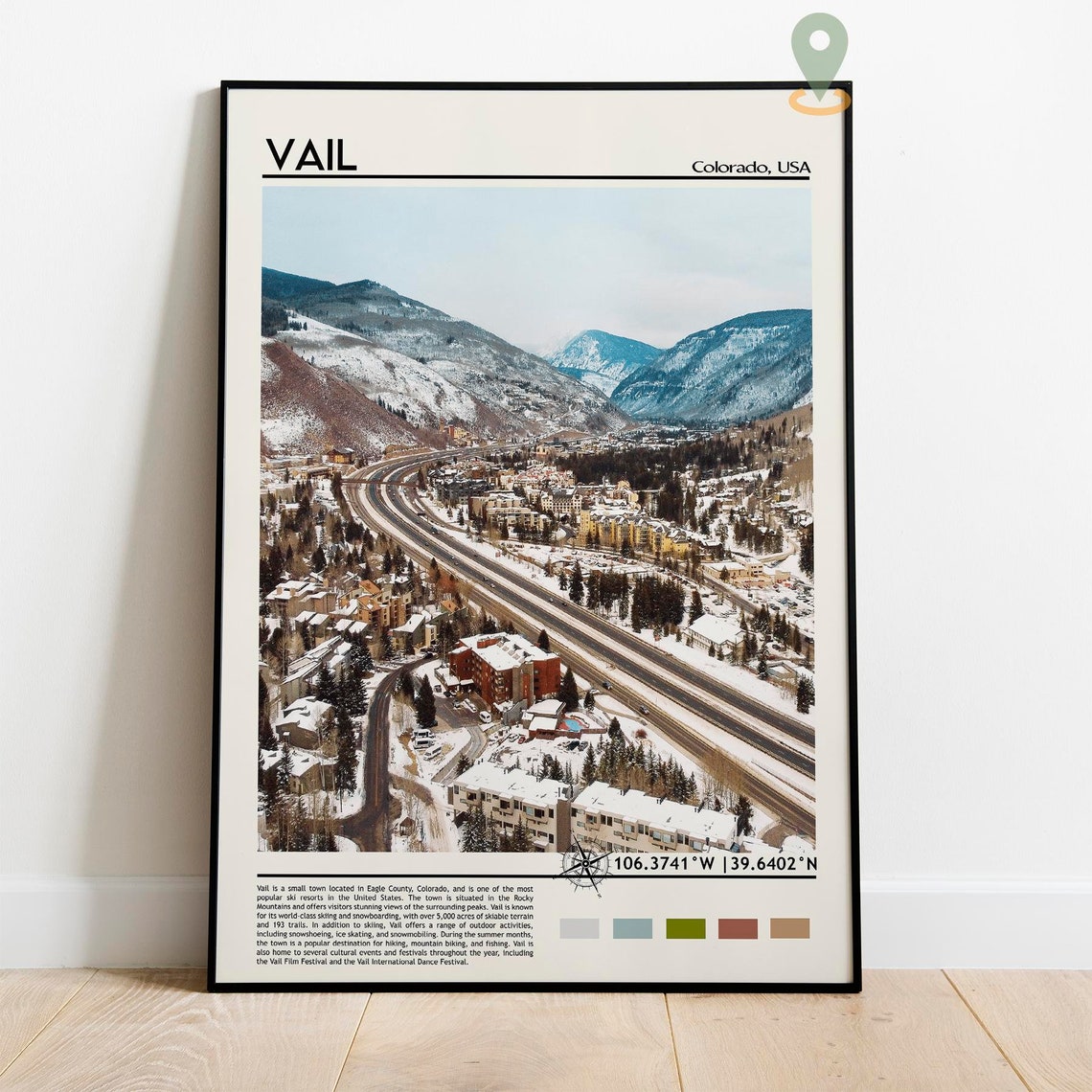 Vail Colorado Ski Resort Snowy Rocky Mountains Winter Sports Poster - Image 5