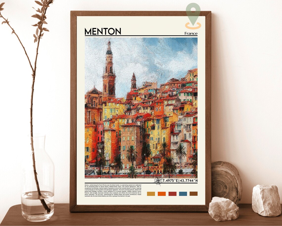 Menton Print Menton Poster Menton Wall Art Menton Travel Print Menton Art Print Menton Artwork Menton Photo France Travel Print