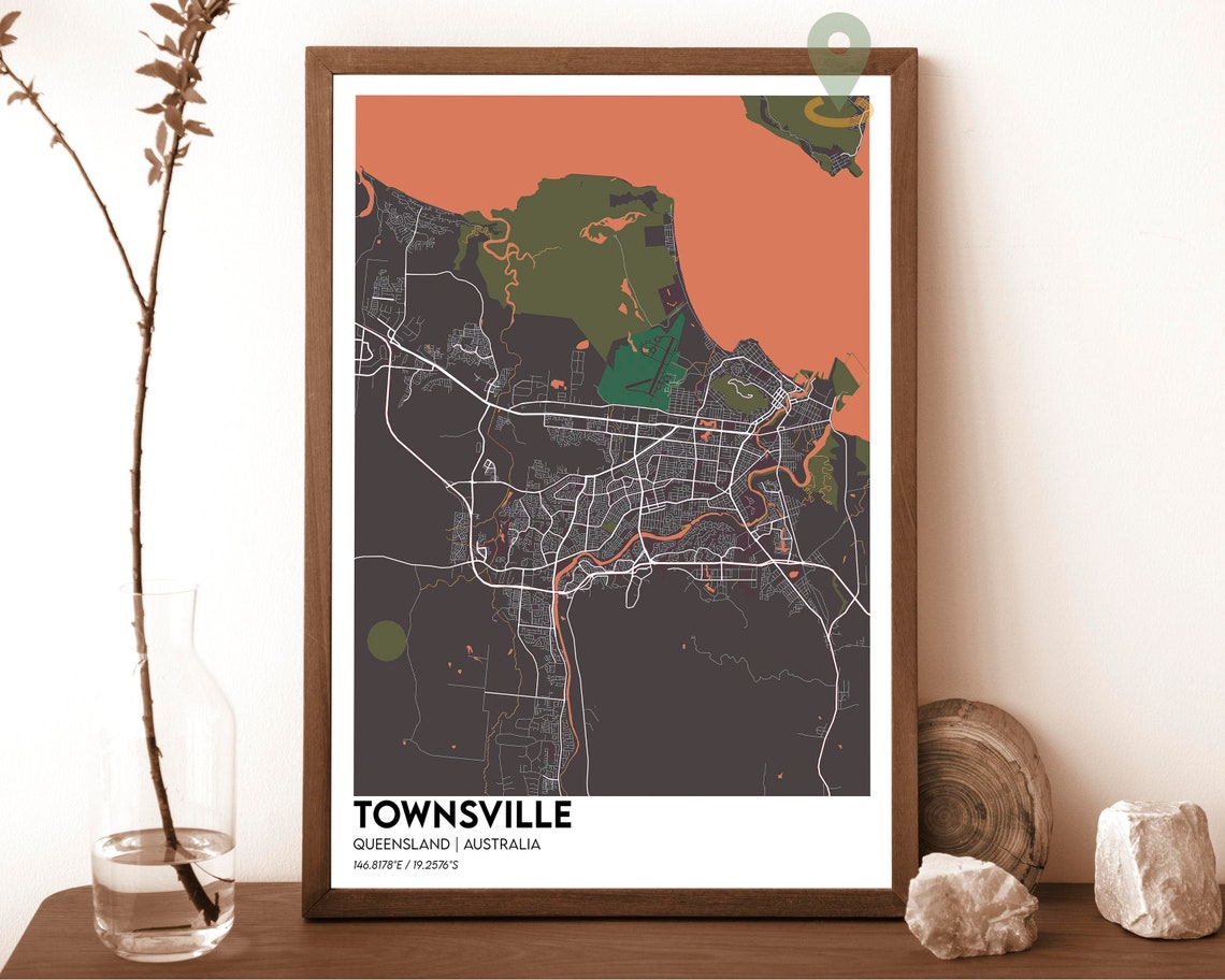 Townsville Map Townsville Map Print Townsville Personalized Map Townsville Wall Art Townsville Travel Poster Townsville Australia Print - Image 4