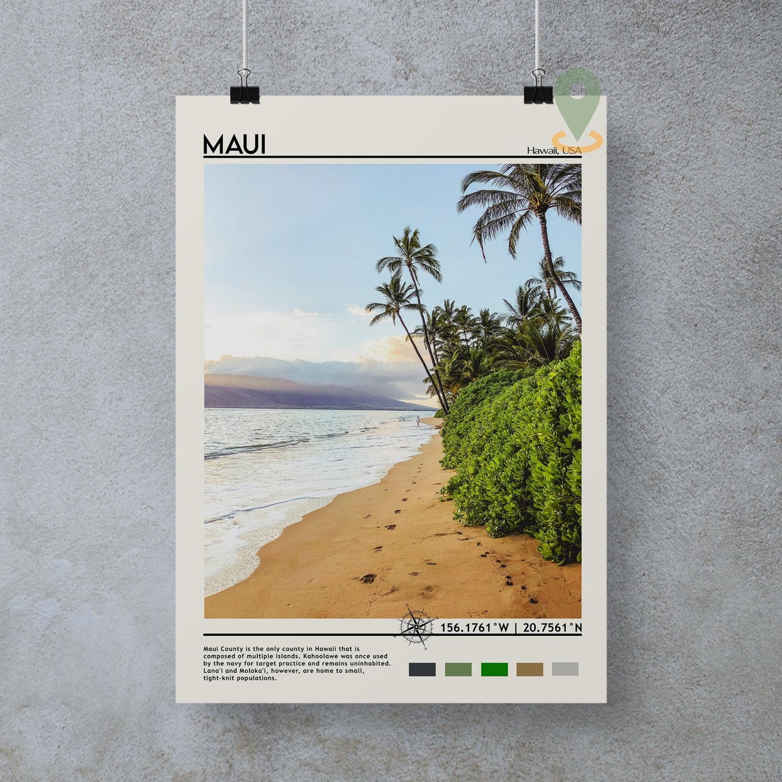 Maui Travel Poster Maui Print Maui Wall Art Maui Vintage Poster Maui Photo Maui Poster Print Maui Wall Decor Hawaii Poster Print - Image 3