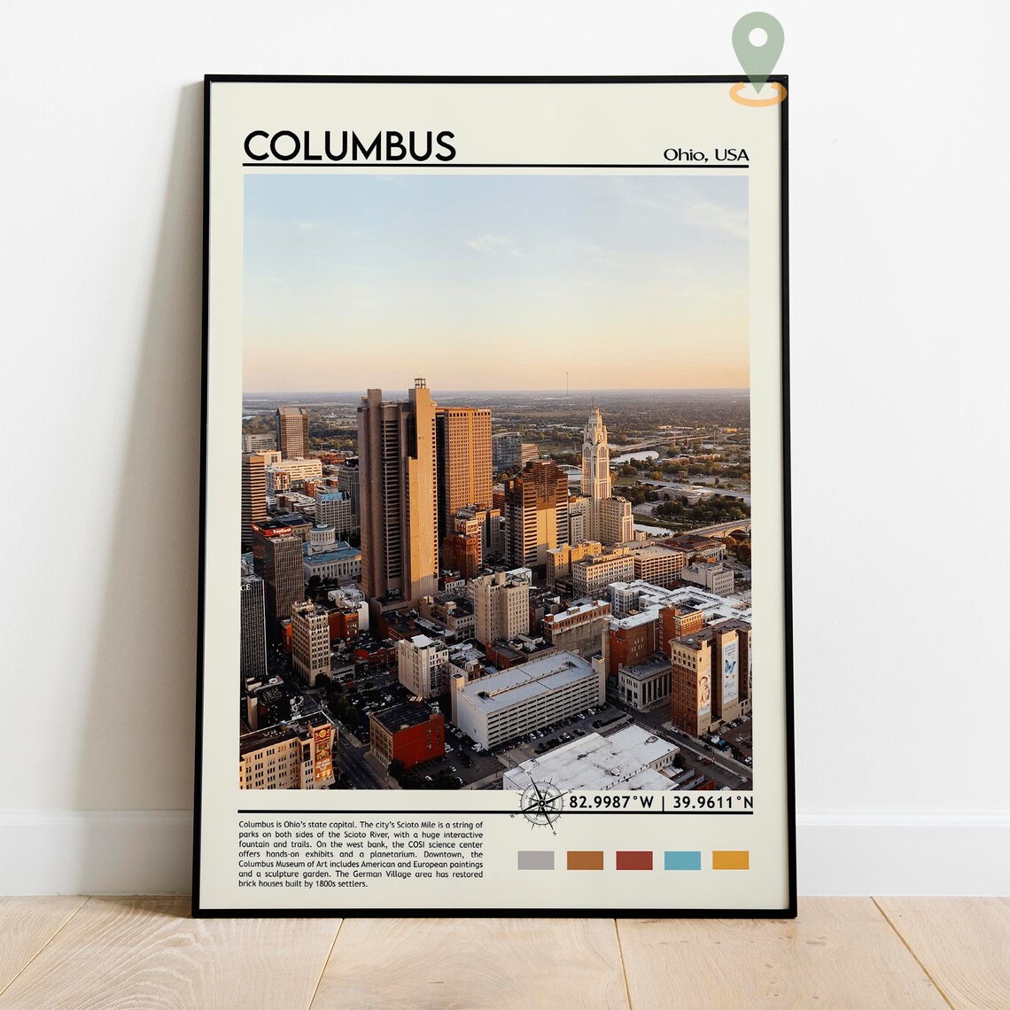 Columbus Ohio Striking Downtown Skyline Sunset Photo Art Poster - Image 2